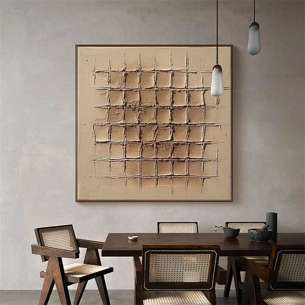 Beige and Brown Abstract Texture Wall Art #AT013