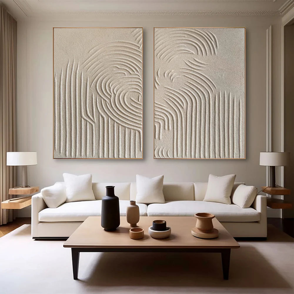 Beige and Brown Abstract Textured Wall Art Set Of 2 #AT037