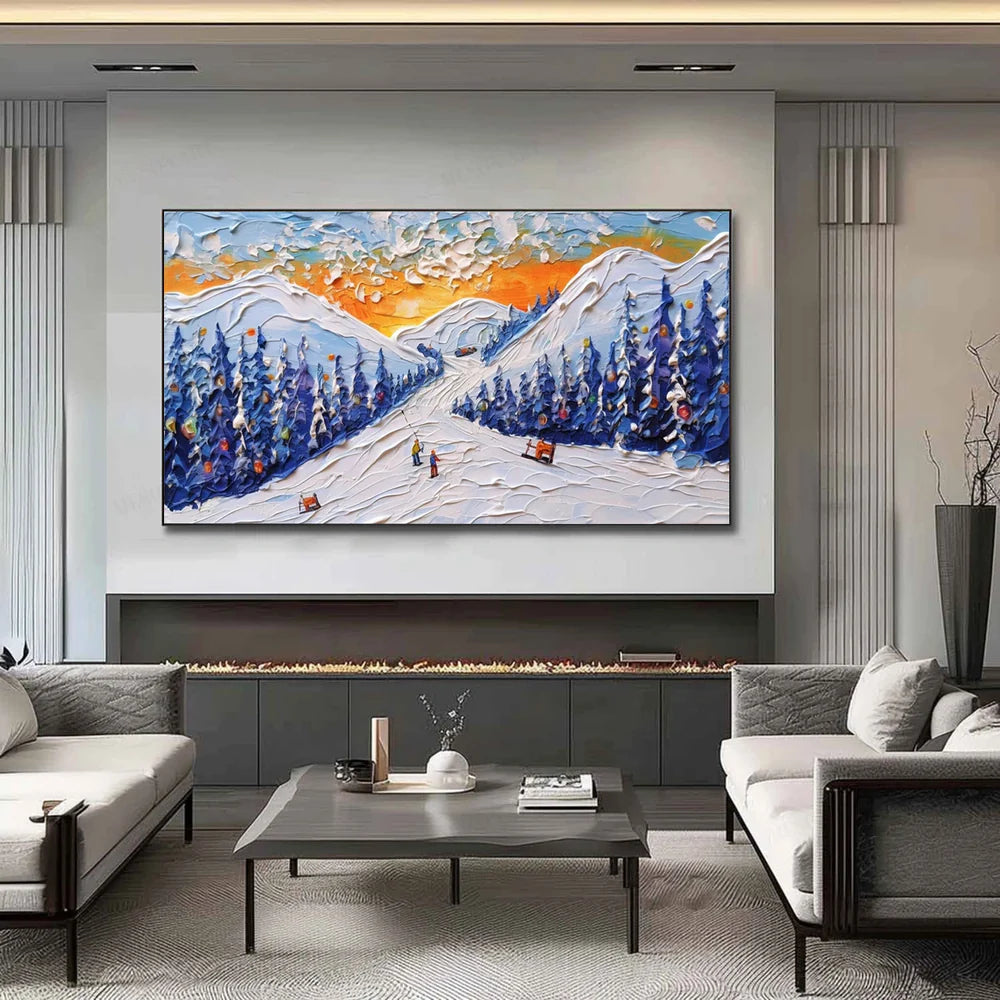 Skiing Sport Art Textured Canvas #PT037
