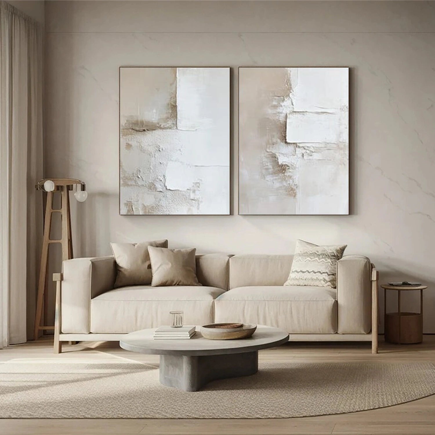 Beige and Brown Abstract Textured Wall Art Set of 2 #AT132