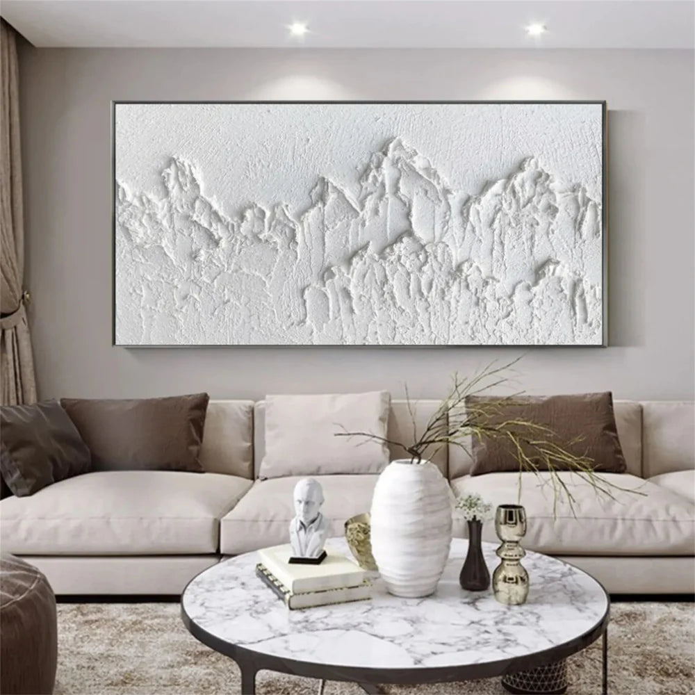 White Minimalist Textured Wall Art #MT074