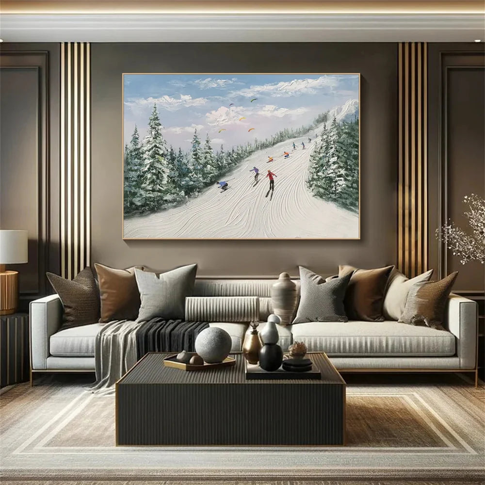 Skiing Sport Art Textured Canvas #PT003