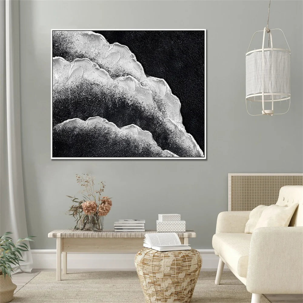 Black and White Minimalist Textured Wall Art #MT071