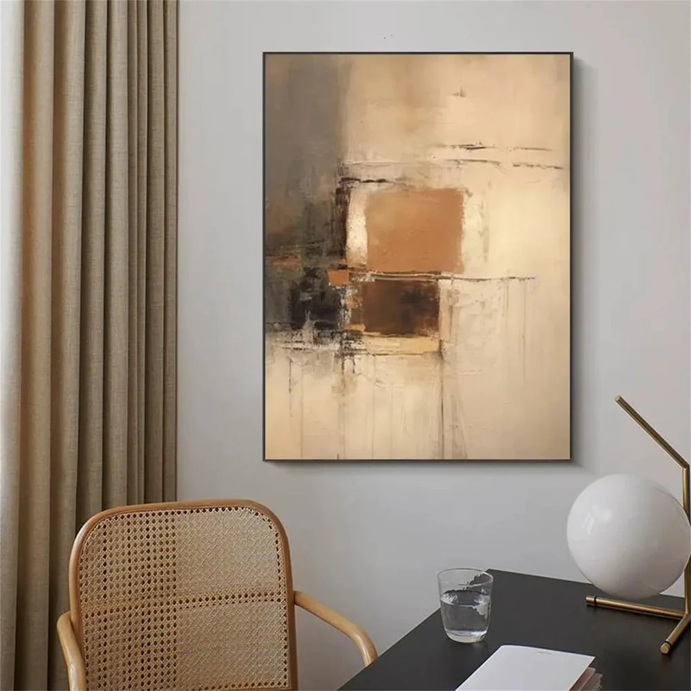 Beige and Brown Abstract Wall Art #AT104
