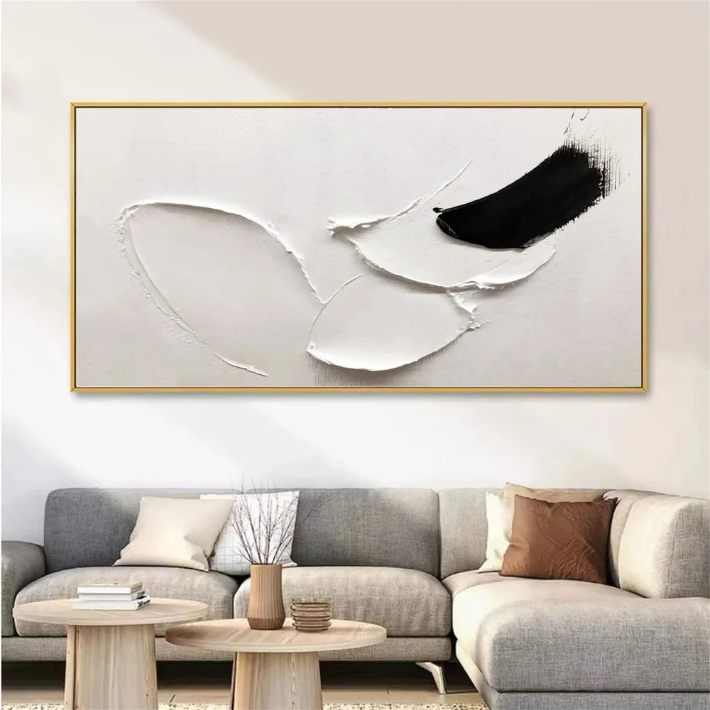 Black and White Minimalist Textured Wall Art #MT115
