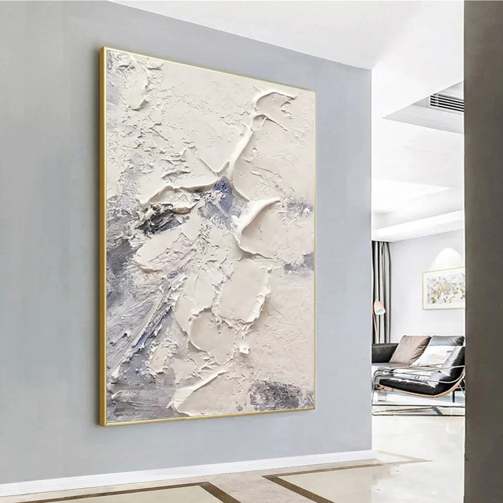 White Minimalist Textured Wall Art #MT009