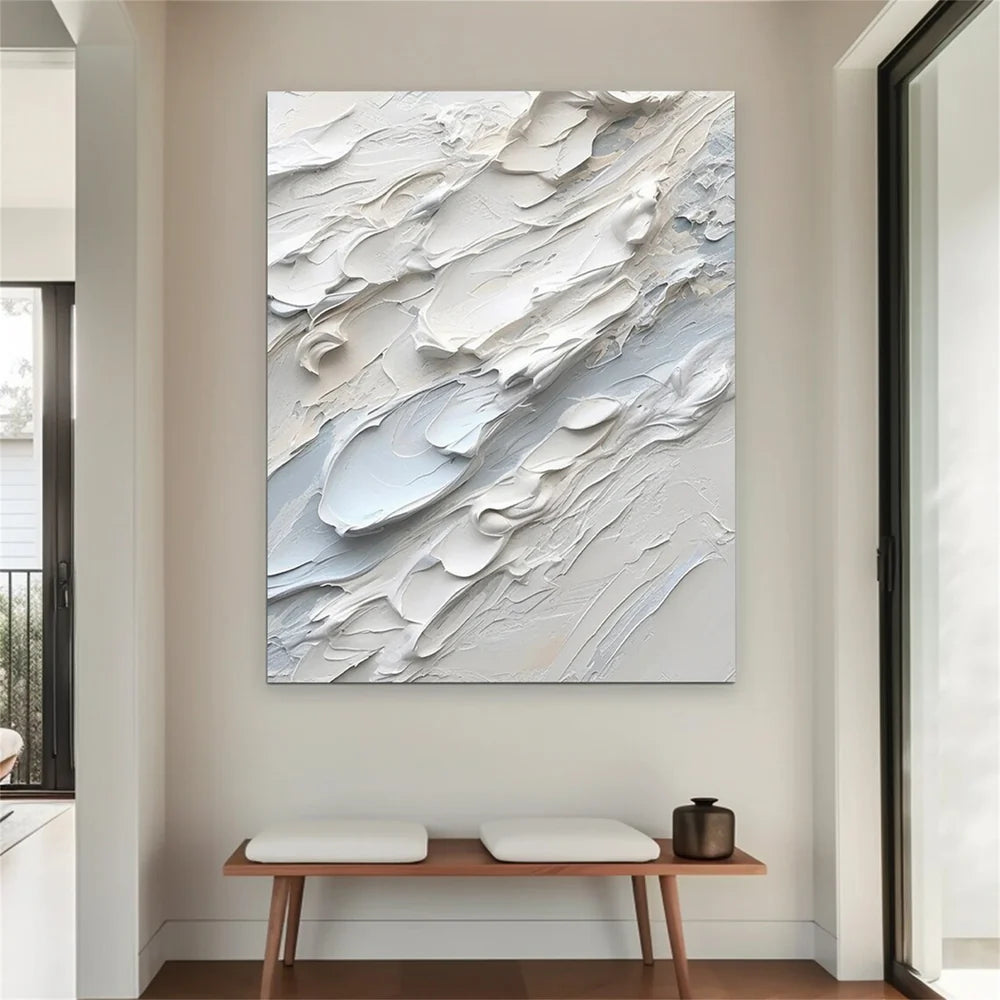 White Minimalist Textured Wall Art #MT058
