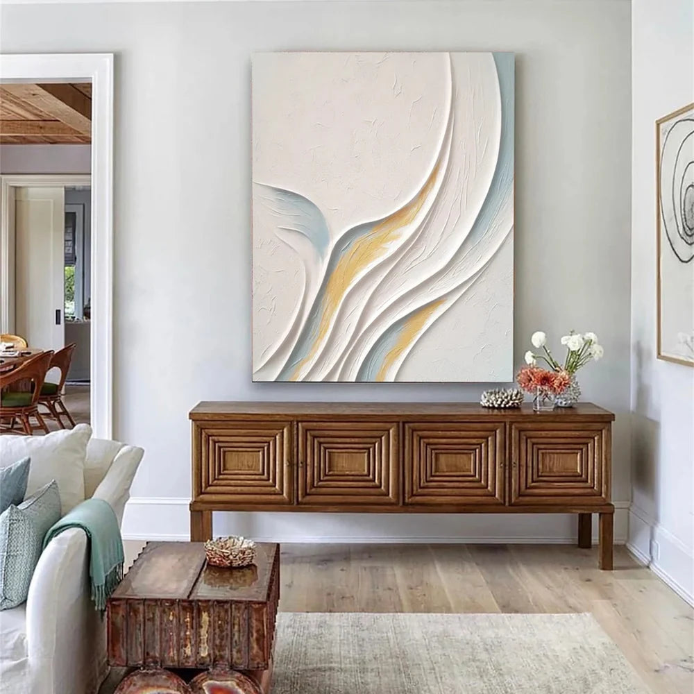 White Minimalist Textured Wall Art #MT004