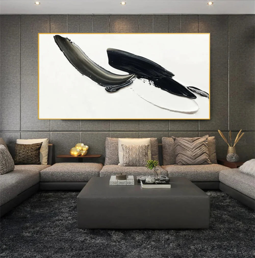 Black and White Minimalist Textured Wall Art #MT114