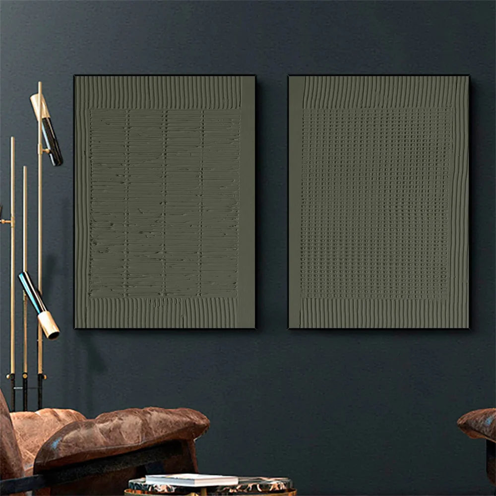 Green Minimalist Textured Wall Art Set of 2 #MT023