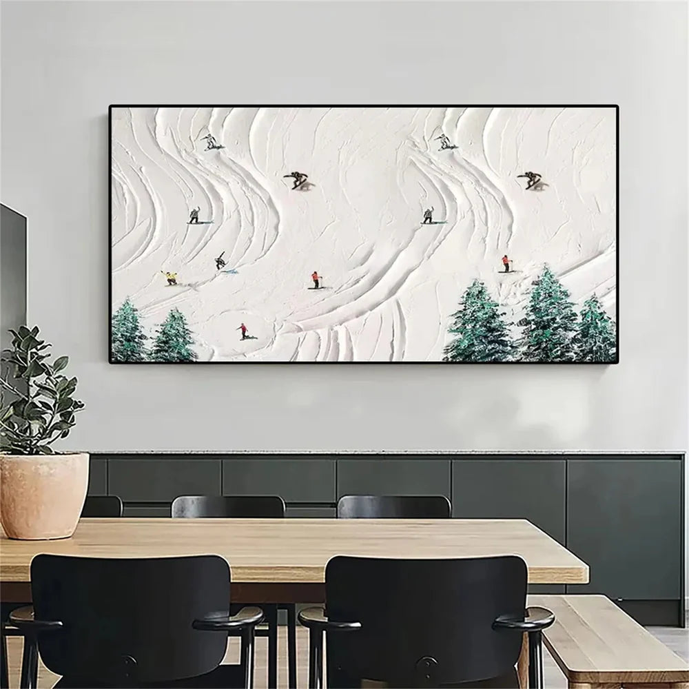 Skiing Sport Art Textured Canvas #PT018