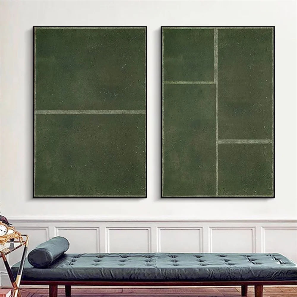 Green Minimalist Textured Wall Art Set of 2 #MT050