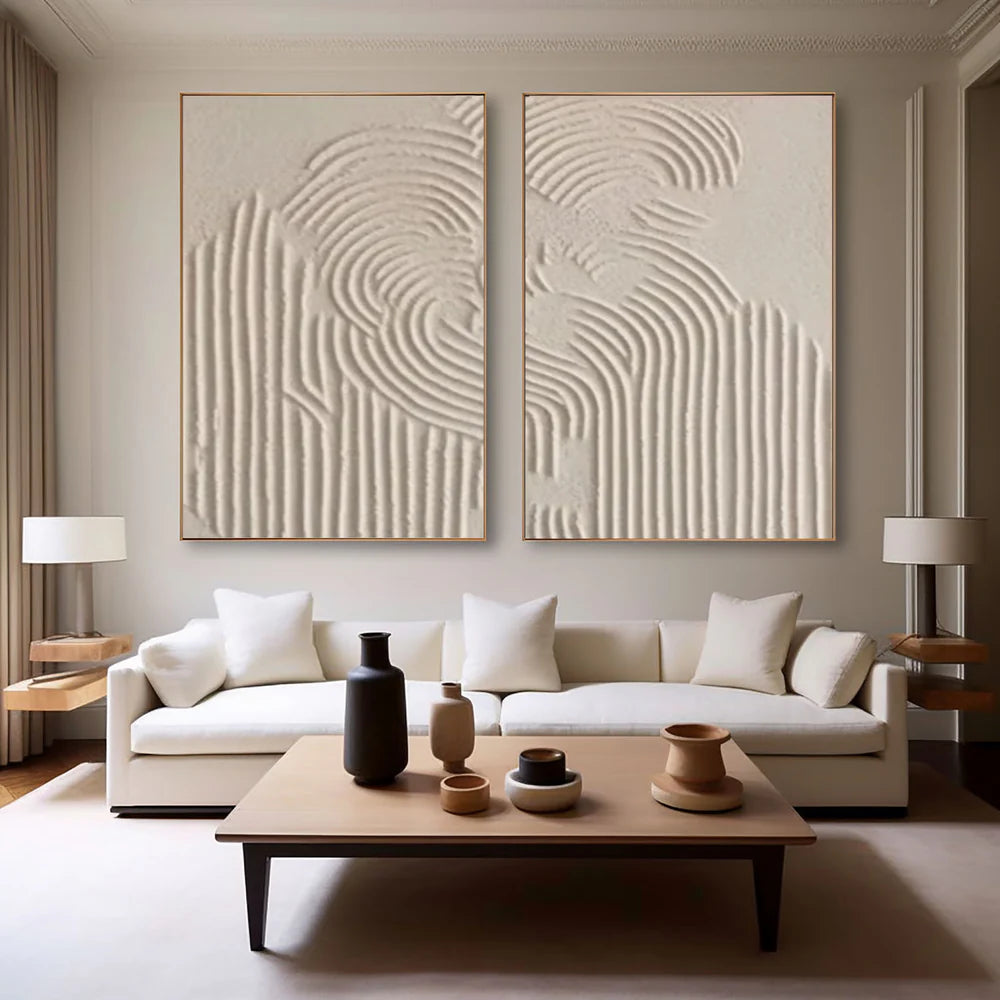 Beige and Brown Abstract Textured Wall Art Set Of 2 #AT014