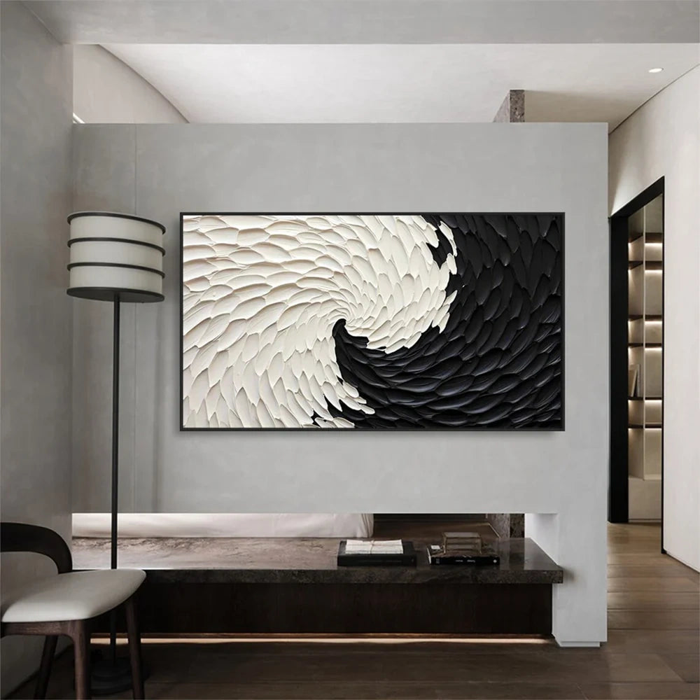 Black and White Minimalist Textured Wall Art #MT102