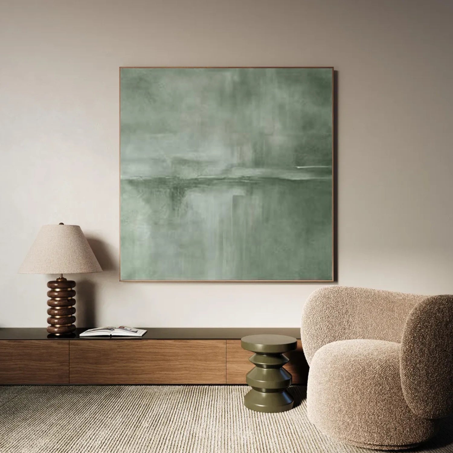 Green Wabi Sabi Abstract Wall Art #WT063