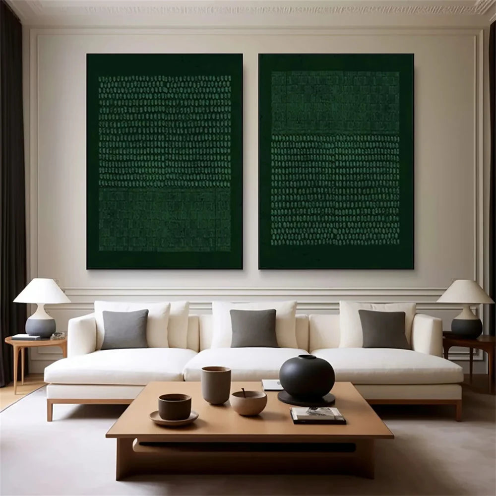 Green Minimalist Textured Wall Art Set of 2 #MT022