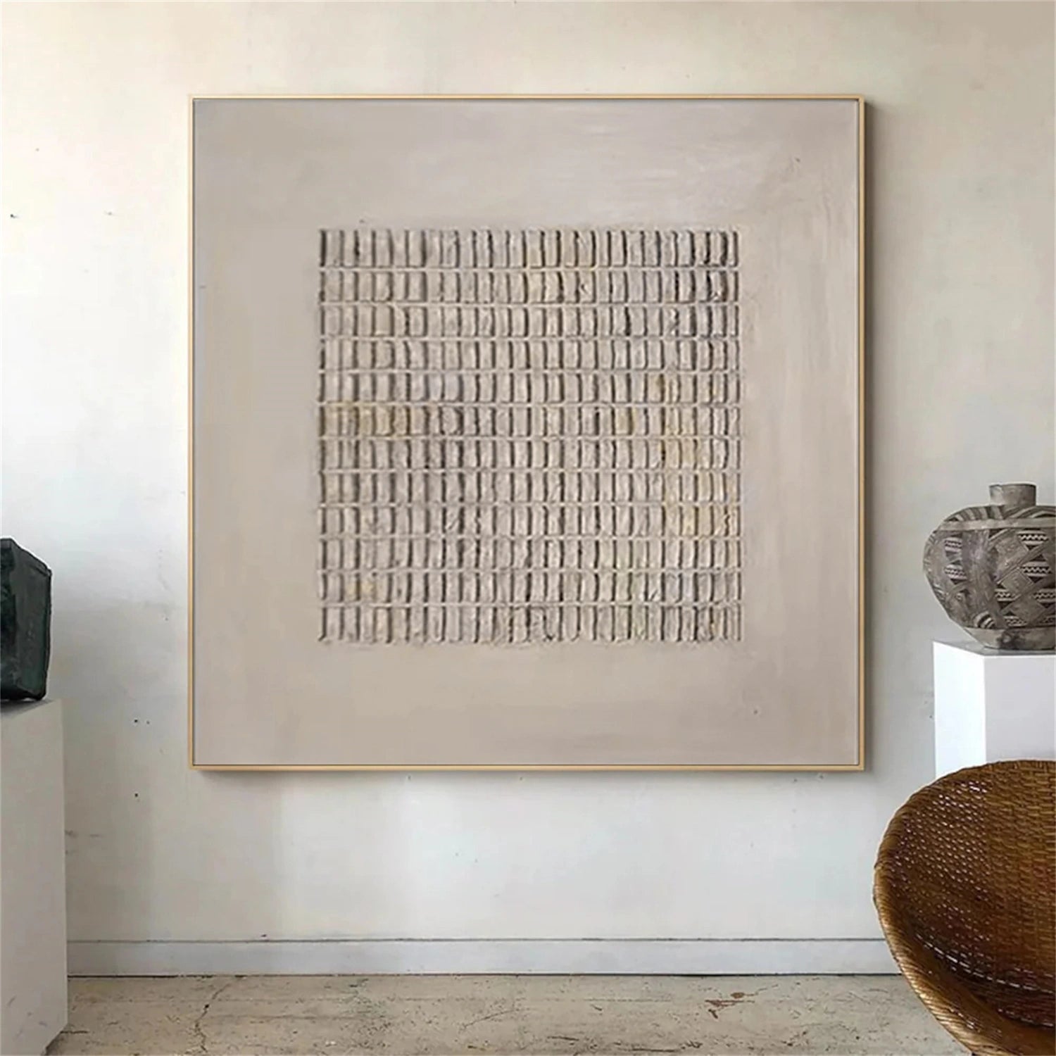 Beige and Brown Abstract Texture Wall Art #AT045