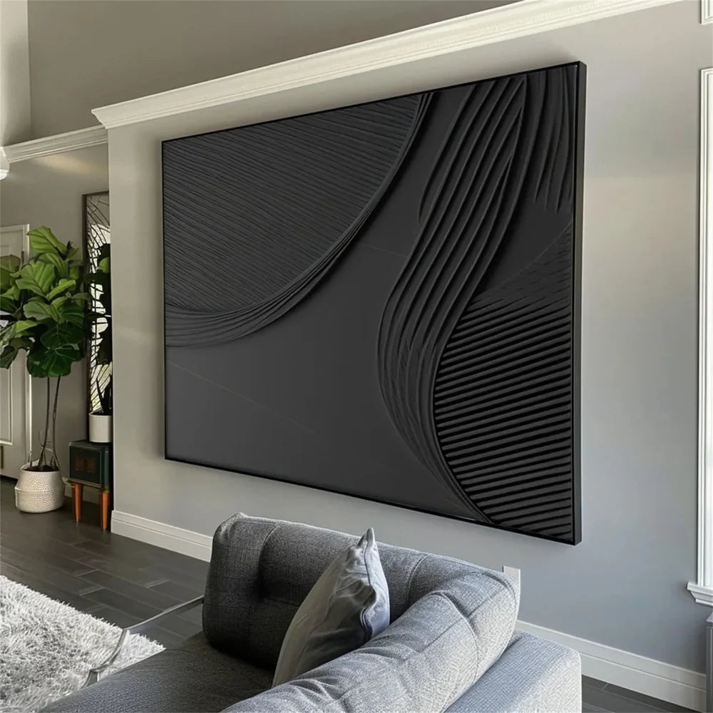 Black Minimalist Textured Wall Art #MT087