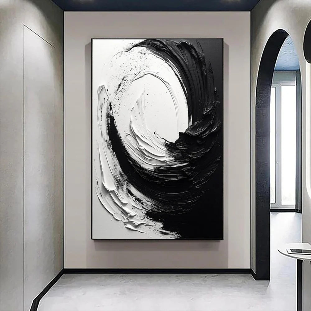 Black and White Minimalist Textured Wall Art #MT017