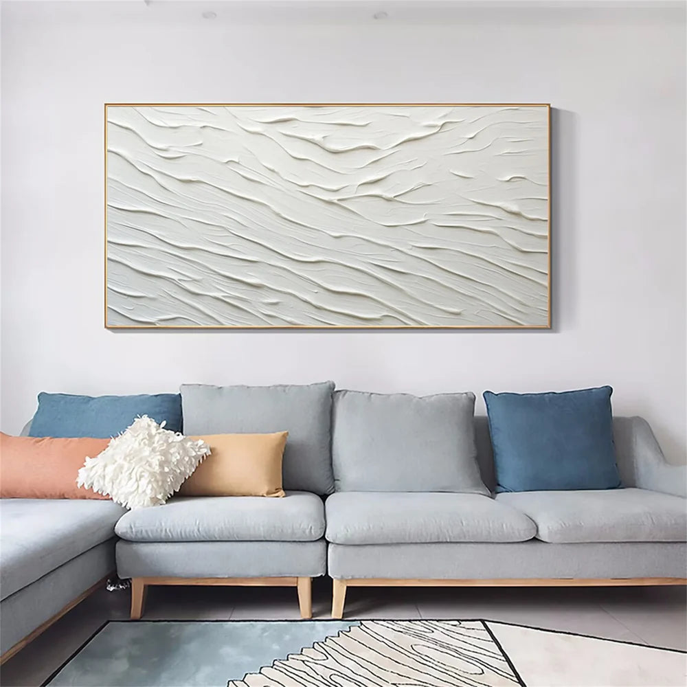 White Minimalist Textured Wall Art #MT094