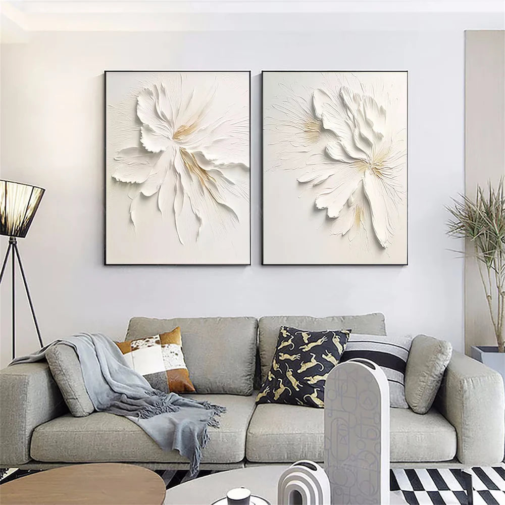 Flower & Tree Textured Abstract Wall Art Set of 2 #SF013