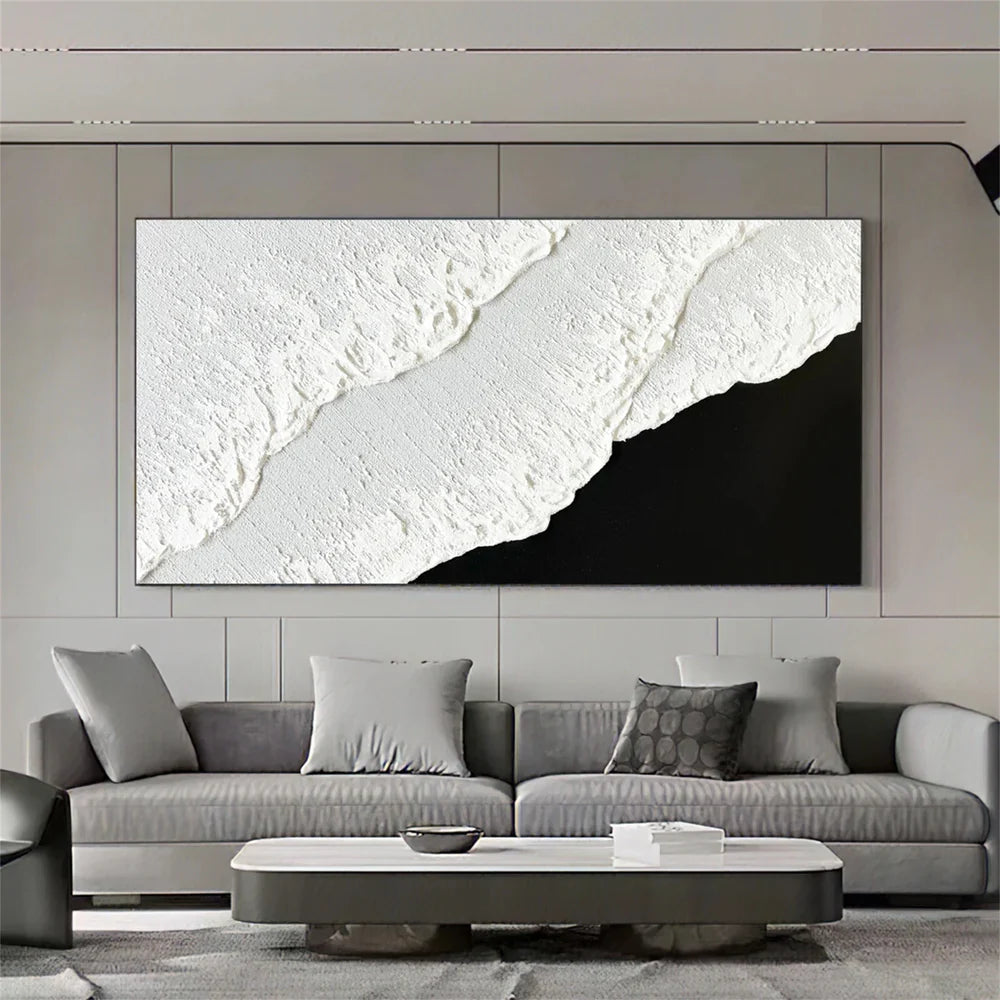 Black and White Minimalist Textured Wall Art #MT046