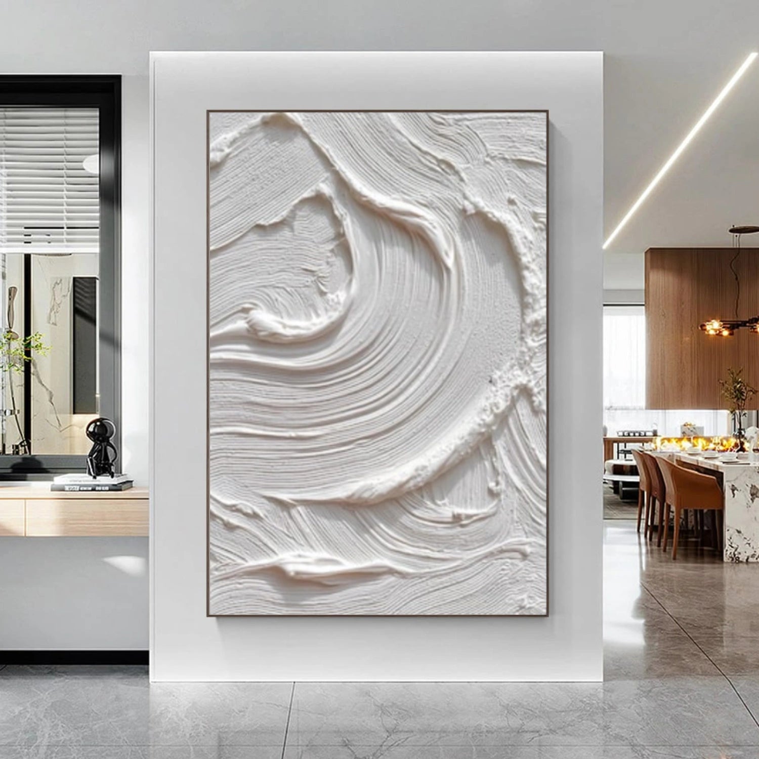 White Minimalist Textured Wall Art #MT150