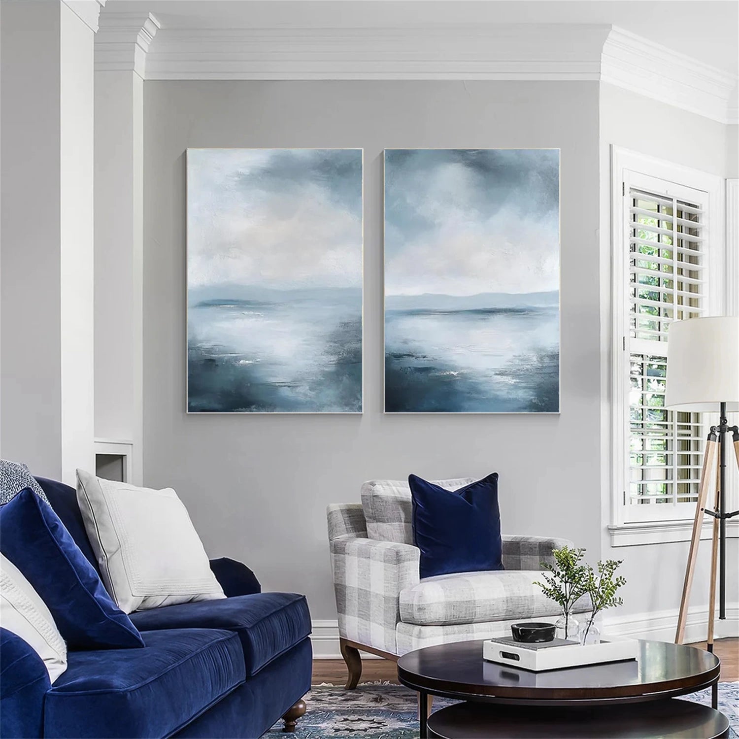Ocean & Sky Abstract Wall Art Set of 2 #MO091
