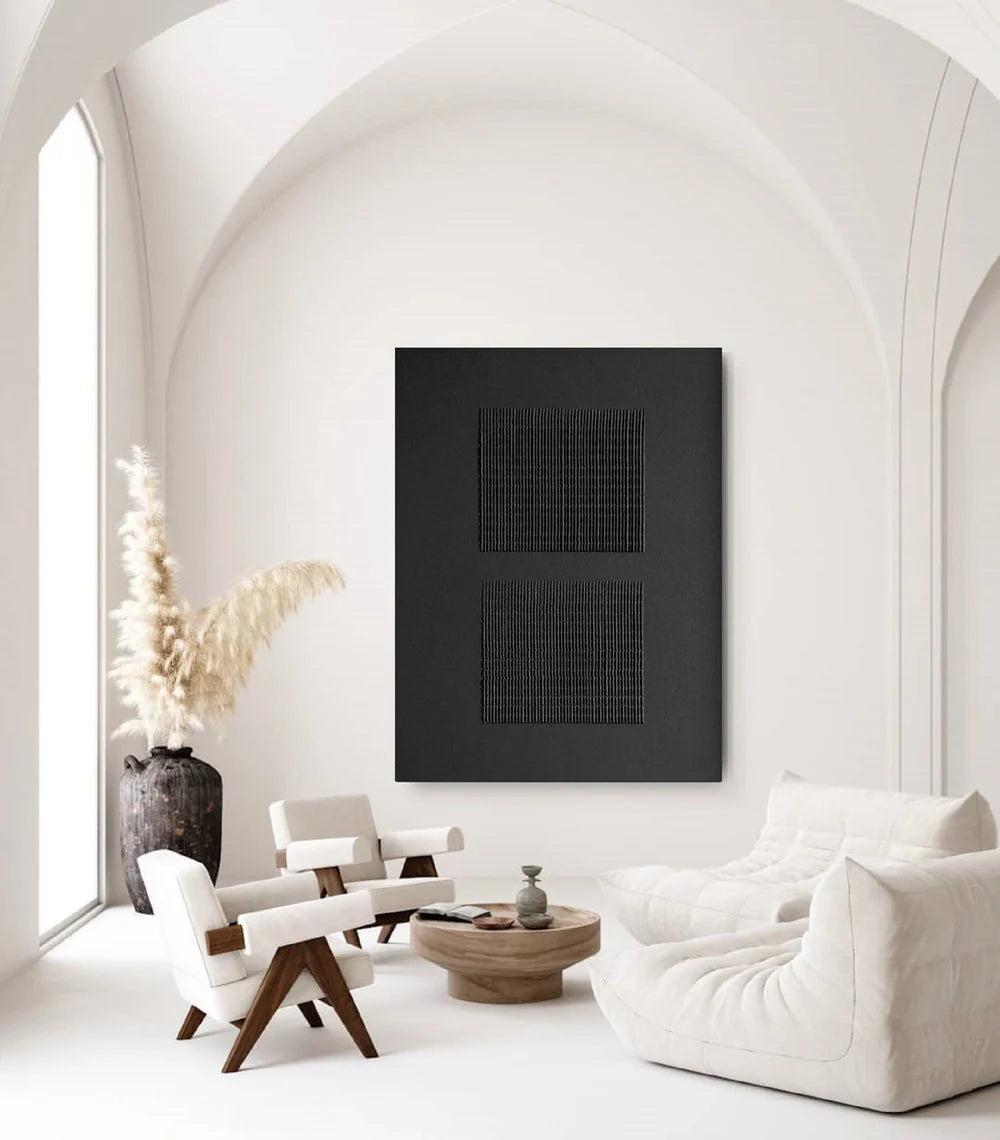 Black Minimalist Textured Wall Art #MT053