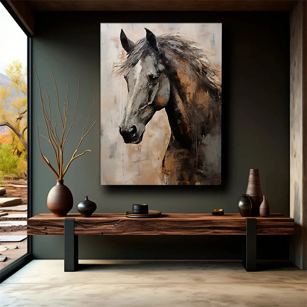 Abstract Horse Animal Textured Wall Art #DL002
