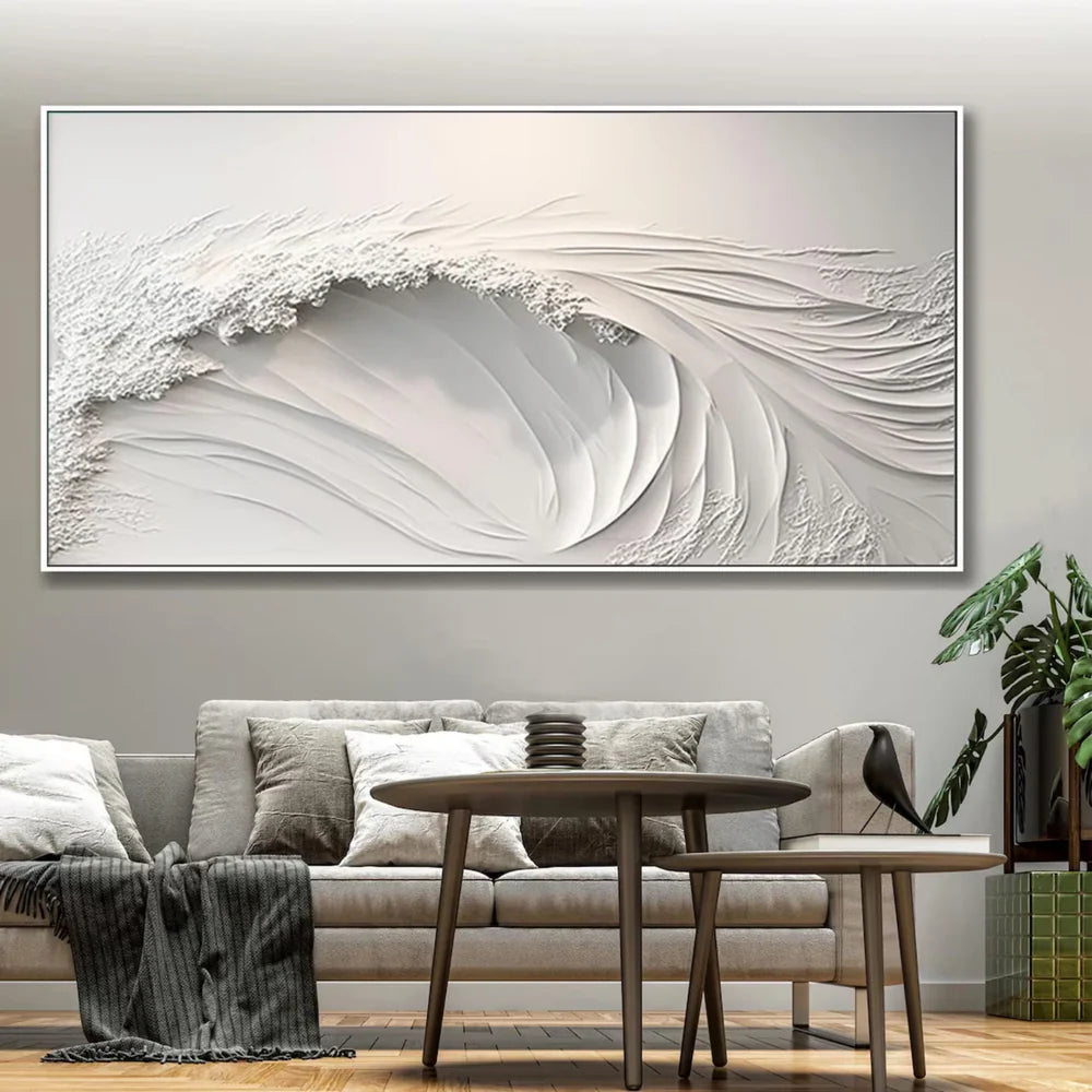 White Minimalist Textured Wall Art #MT008
