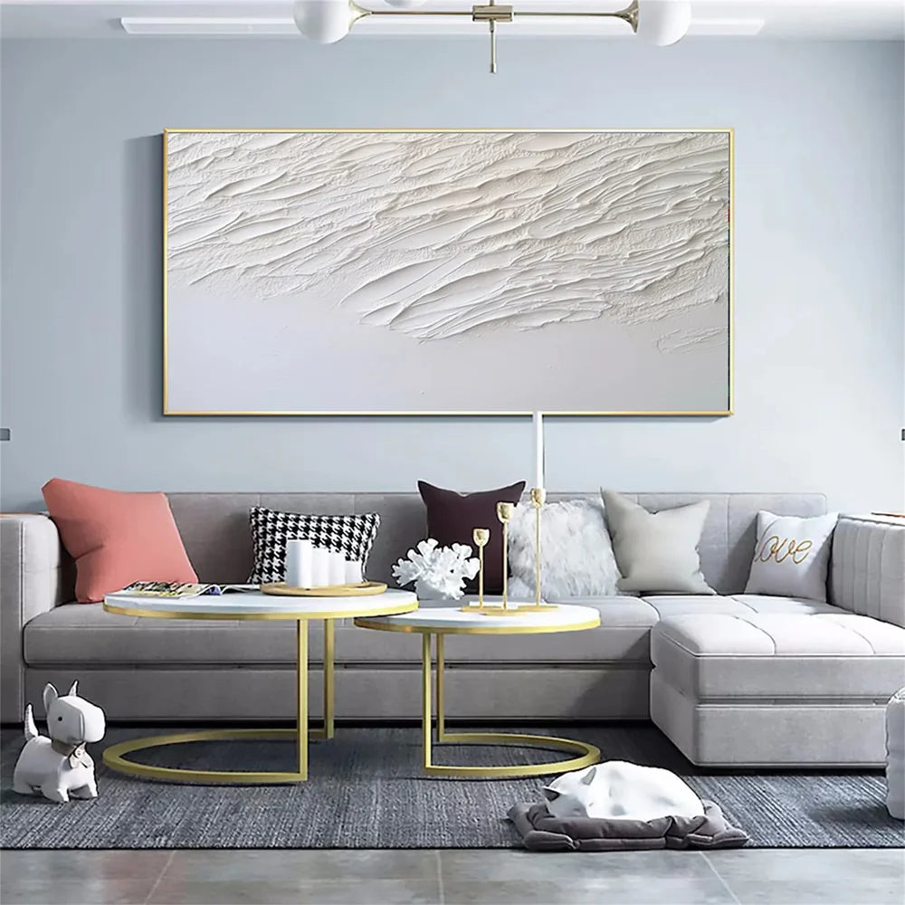 White Minimalist Textured Wall Art #MT118