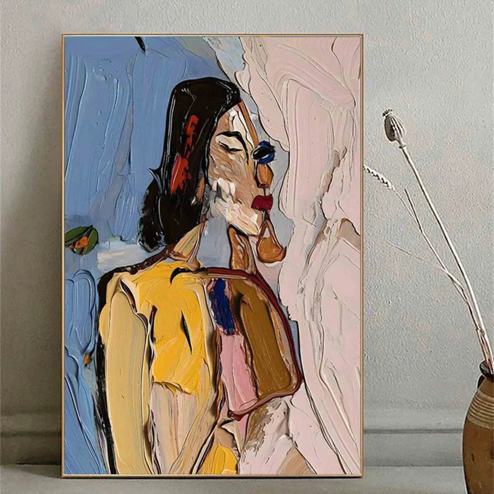 Abstract Portrait Textured Wall Art #PB016