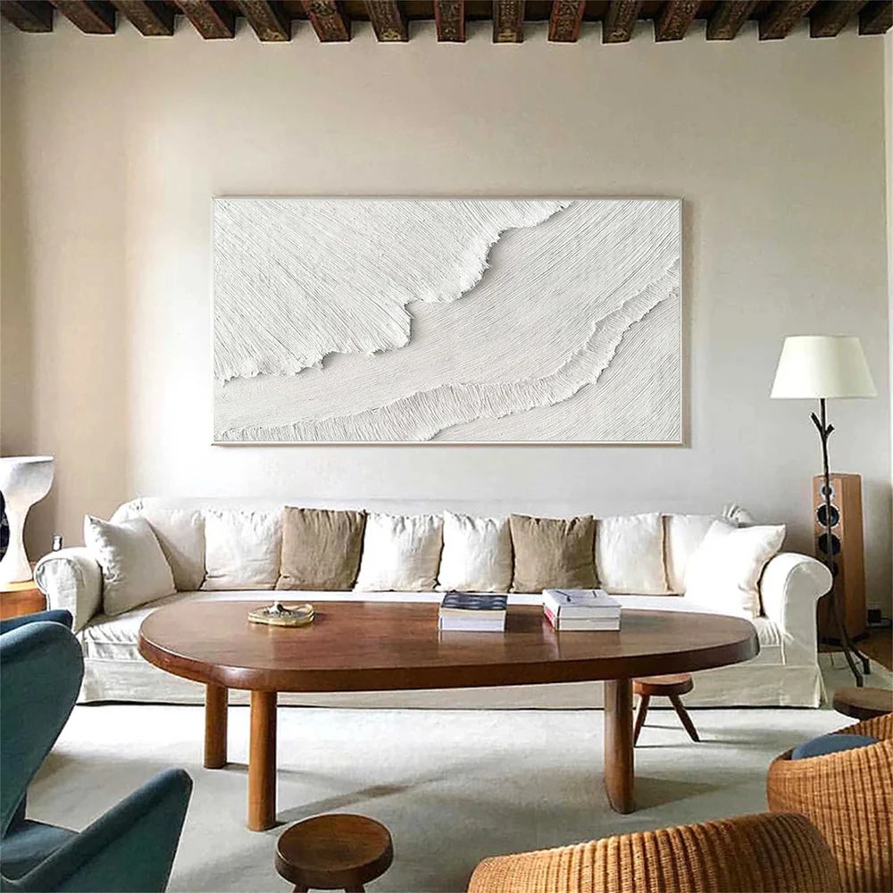 White Minimalist Textured Wall Art #MT120