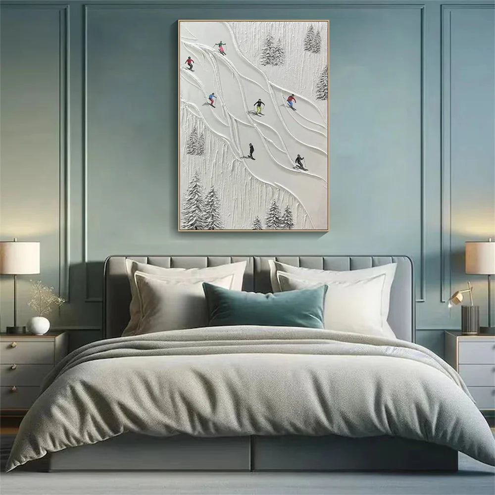 Skiing Sport Art Textured Canvas #PT005