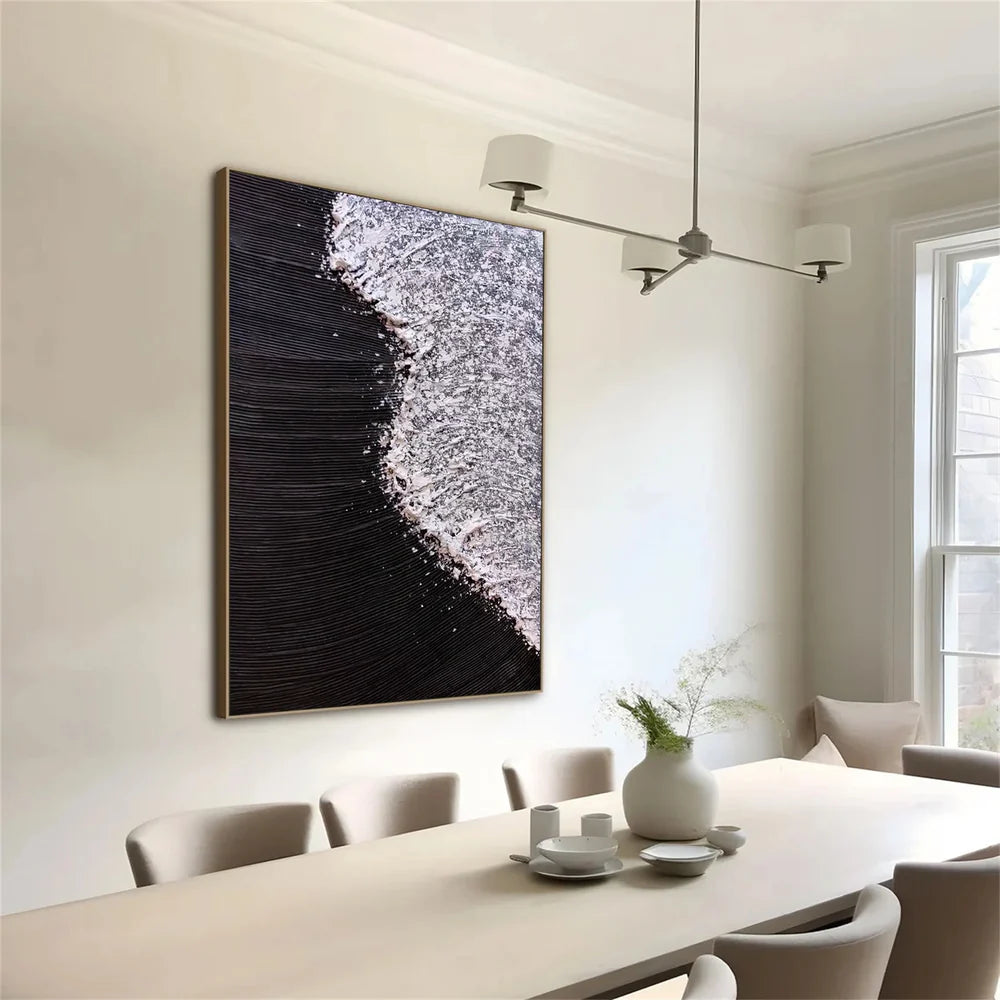 Black and White Minimalist Textured Wall Art #MT112