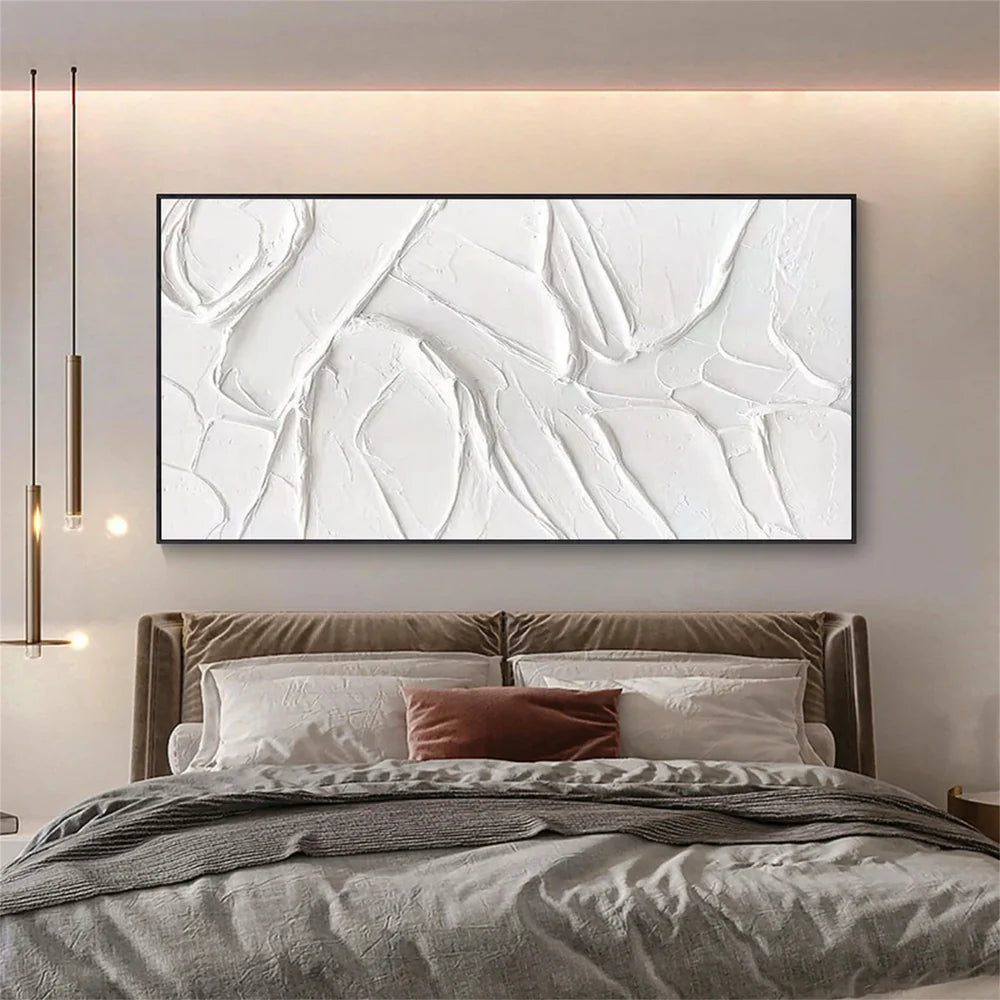 White Minimalist Textured Wall Art #MT060