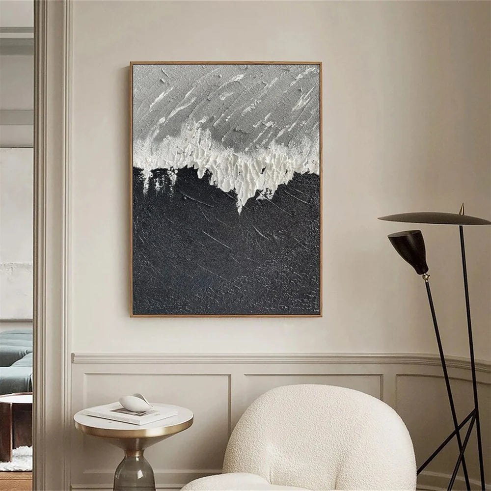 Black and White Minimalist Textured Wall Art #MT069