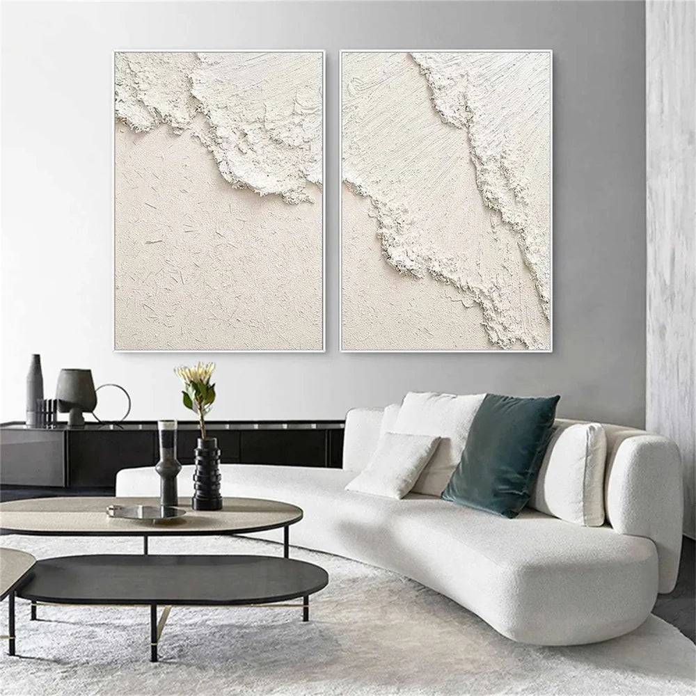 White Minimalist Textured Wall Art Set of 2 #MT121