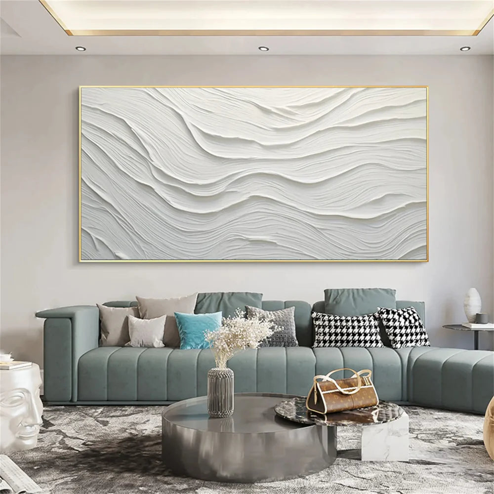 White Minimalist Textured Wall Art #MT073