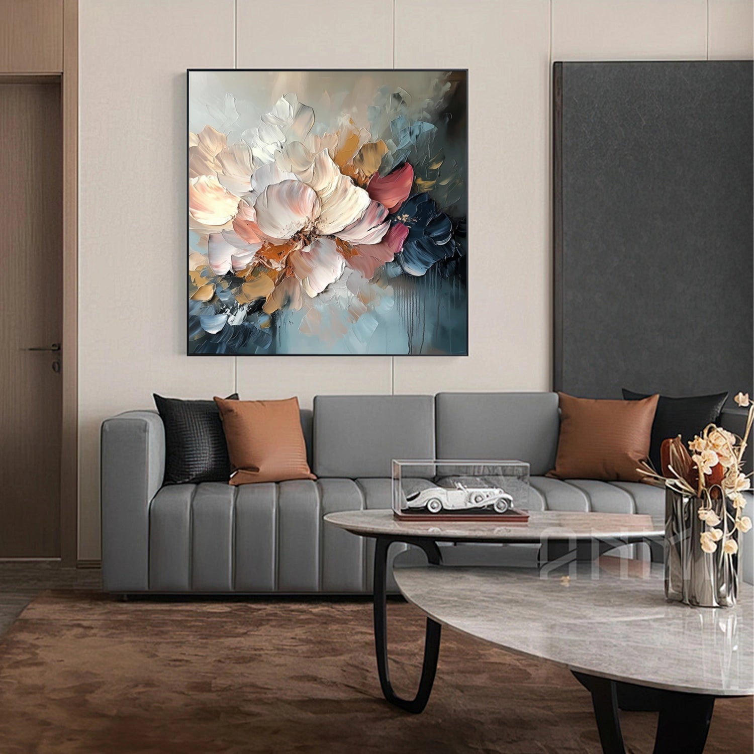 Flower & Tree Textured Abstract Wall Art #SF065