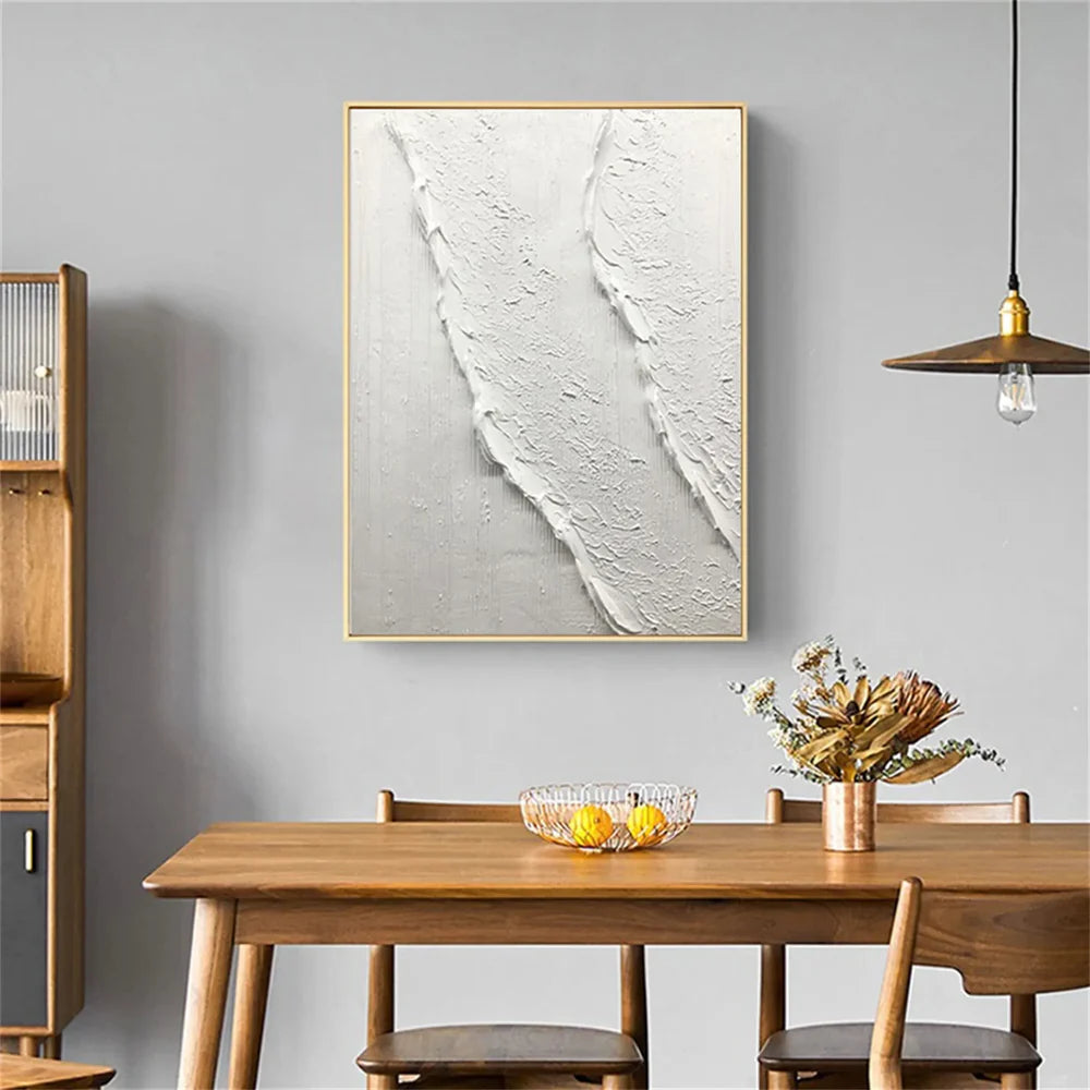 White Minimalist Textured Wall Art #MT076