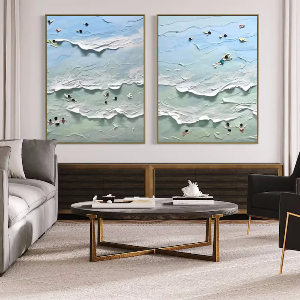 Swimming Sport Art Textured Canvas Set of 2 #PT027