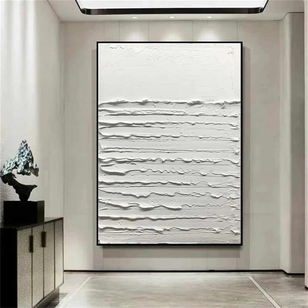 White Minimalist Textured Wall Art #MT096