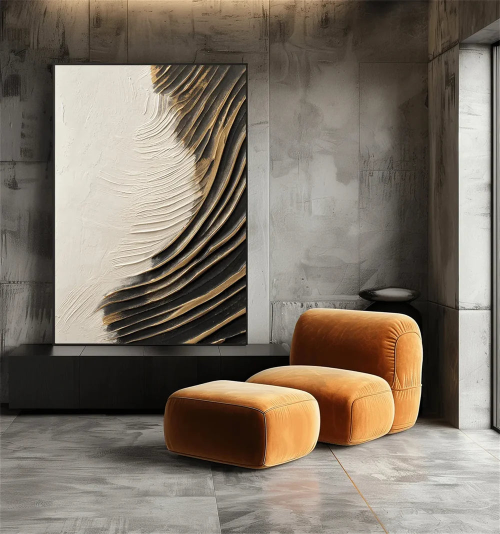 Black and White Minimalist Textured Wall Art #MT111