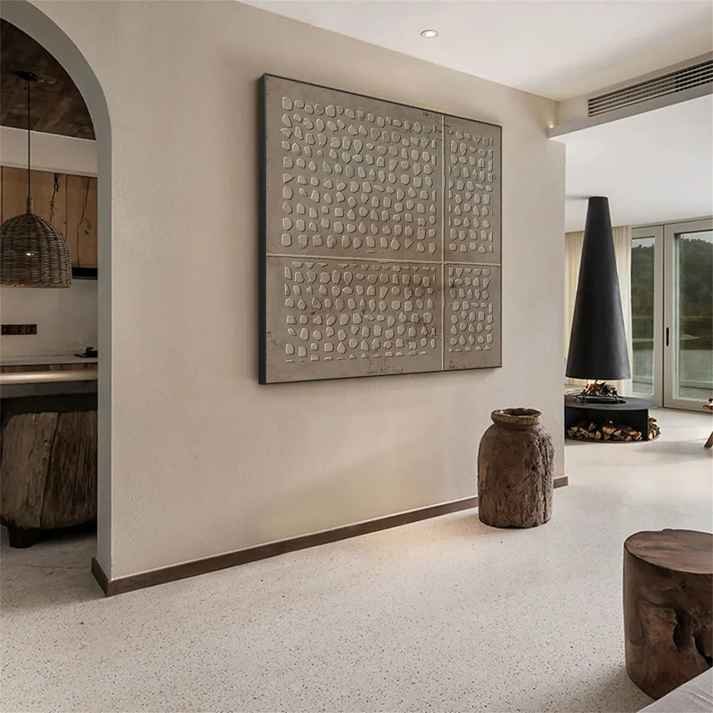 Beige and Brown Abstract Texture Wall Art #AT009