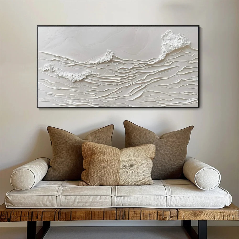 White Minimalist Textured Wall Art #MT119