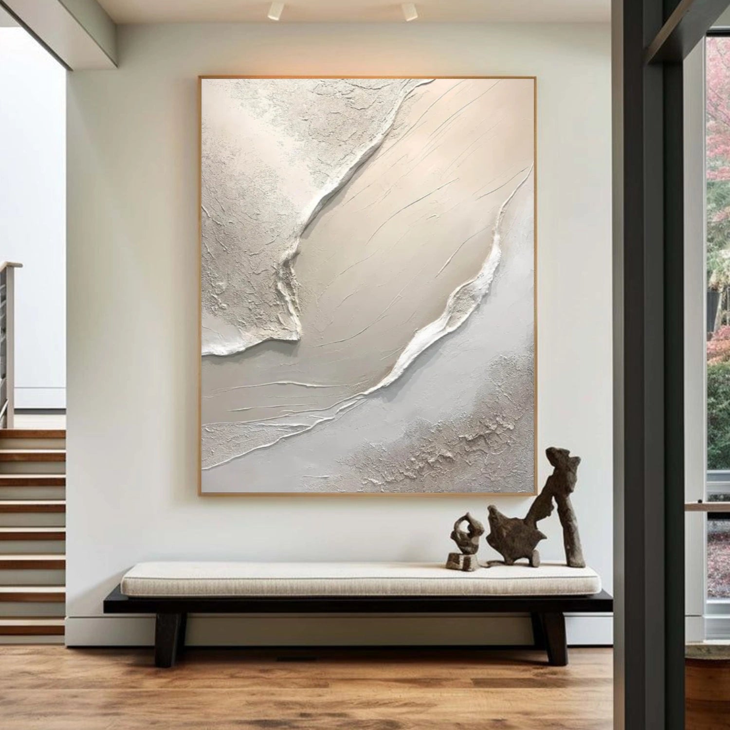 Beige and Brown Abstract Textured Wall Art #AT152