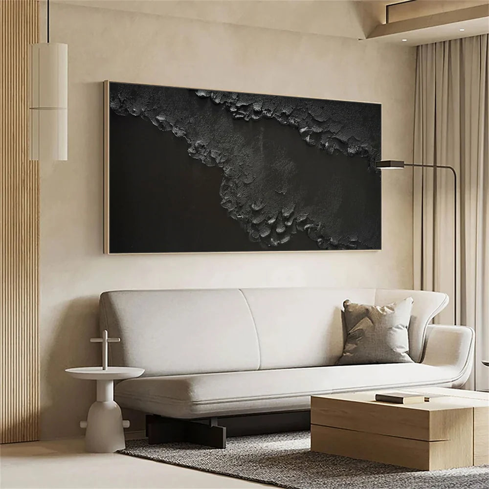 Black Minimalist Textured Wall Art #MT081