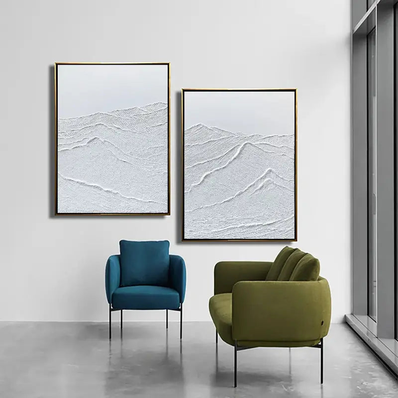 White Minimalist Textured Wall Art Set of 2 #MT042
